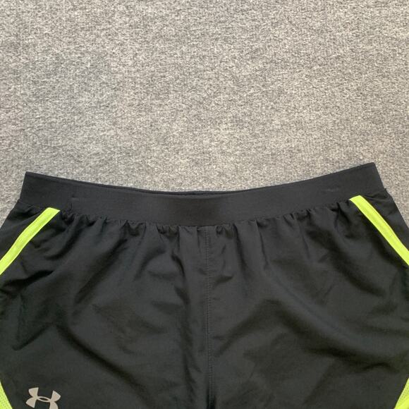 Under Armour Shorts Womens M Medium Black Highlighter HeatGear Loose Running - Picture 4 of 13